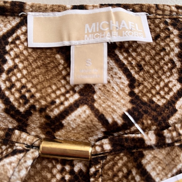 Michael Kors Top Womens Sz S Animal Print Dark Camel Sleeveless Hi Low Classic - Picture 3 of 9